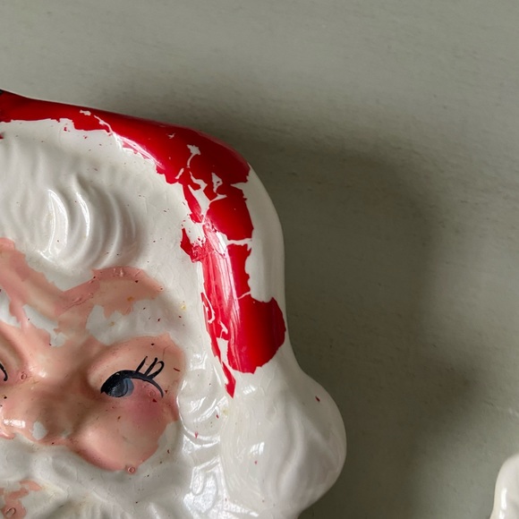 Vintage made in Japan ceramic Santa face wall hangings - Picture 4 of 11